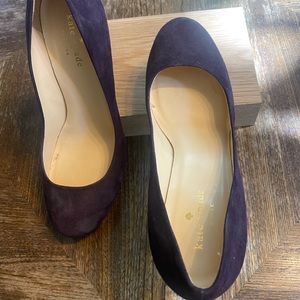 Beautiful, worn once to a wedding, Kate Spade suede dark purple heels